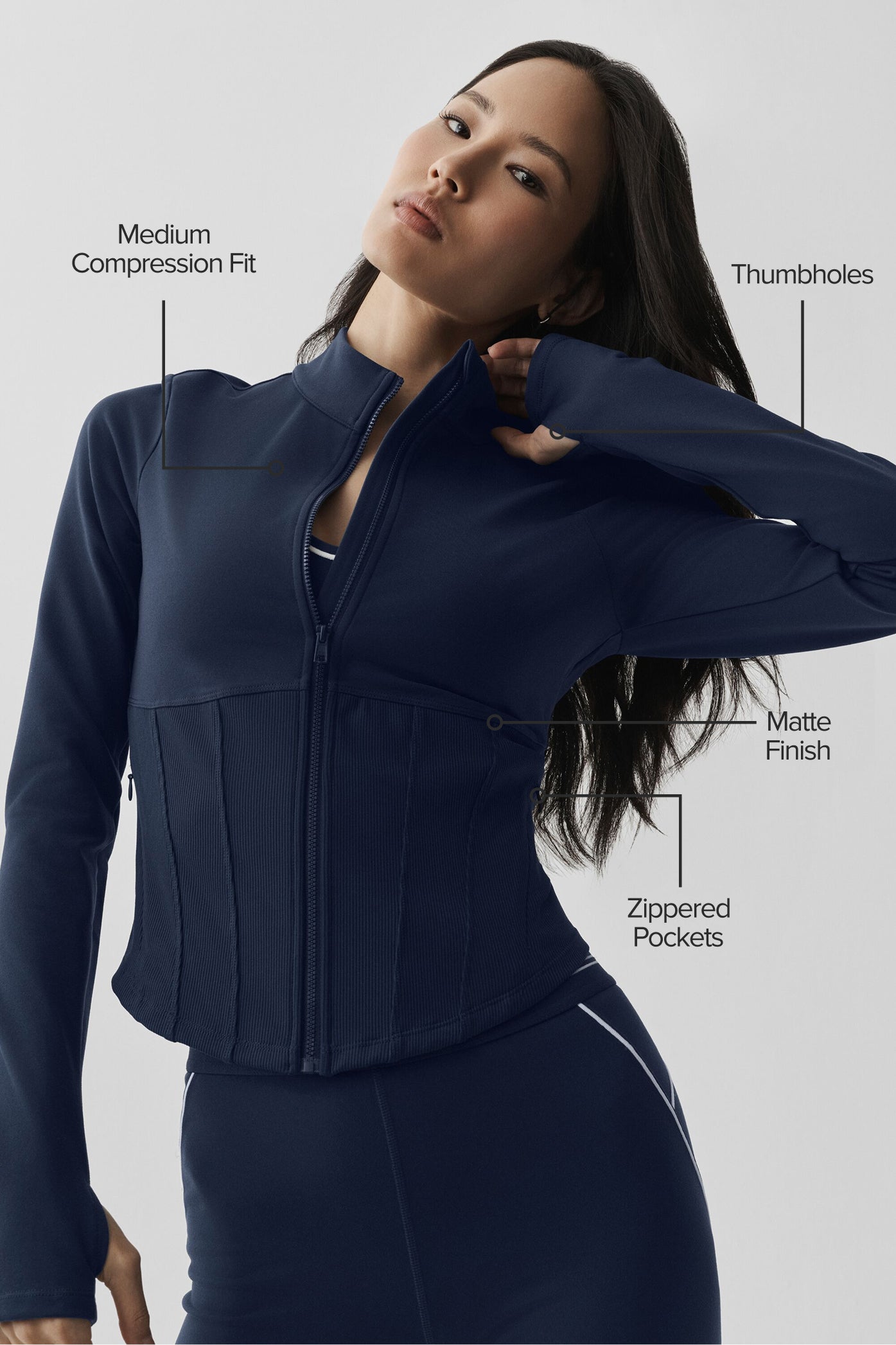 Airbrush Corset Full Zip Jacket - Navy image 2