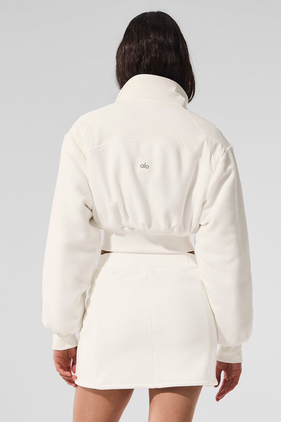 Polar Fleece Cropped Wintry Mix Jacket - Ivory image 2