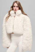 Opulent Faux Fur Cropped Jacket - Ivory image 1