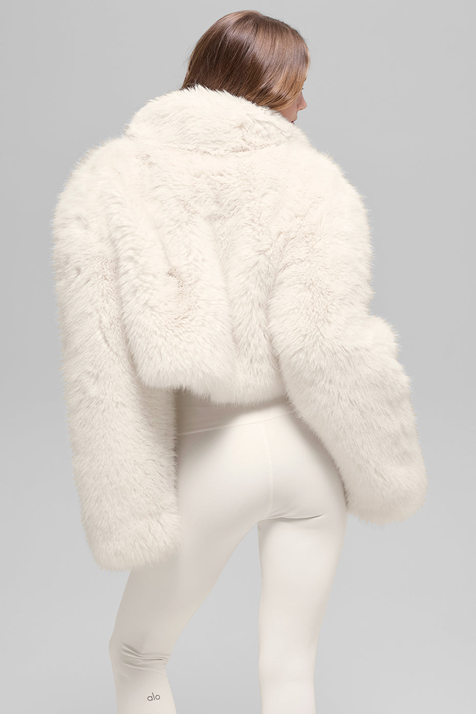 Opulent Faux Fur Cropped Jacket - Ivory image 3