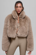 Opulent Faux Fur Cropped Jacket - Oat image 1