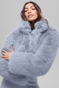 Opulent Faux Fur Cropped Jacket - Winter Frost image 1