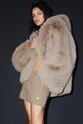 Opulent Faux Fur Statement Jacket - Oat image 1