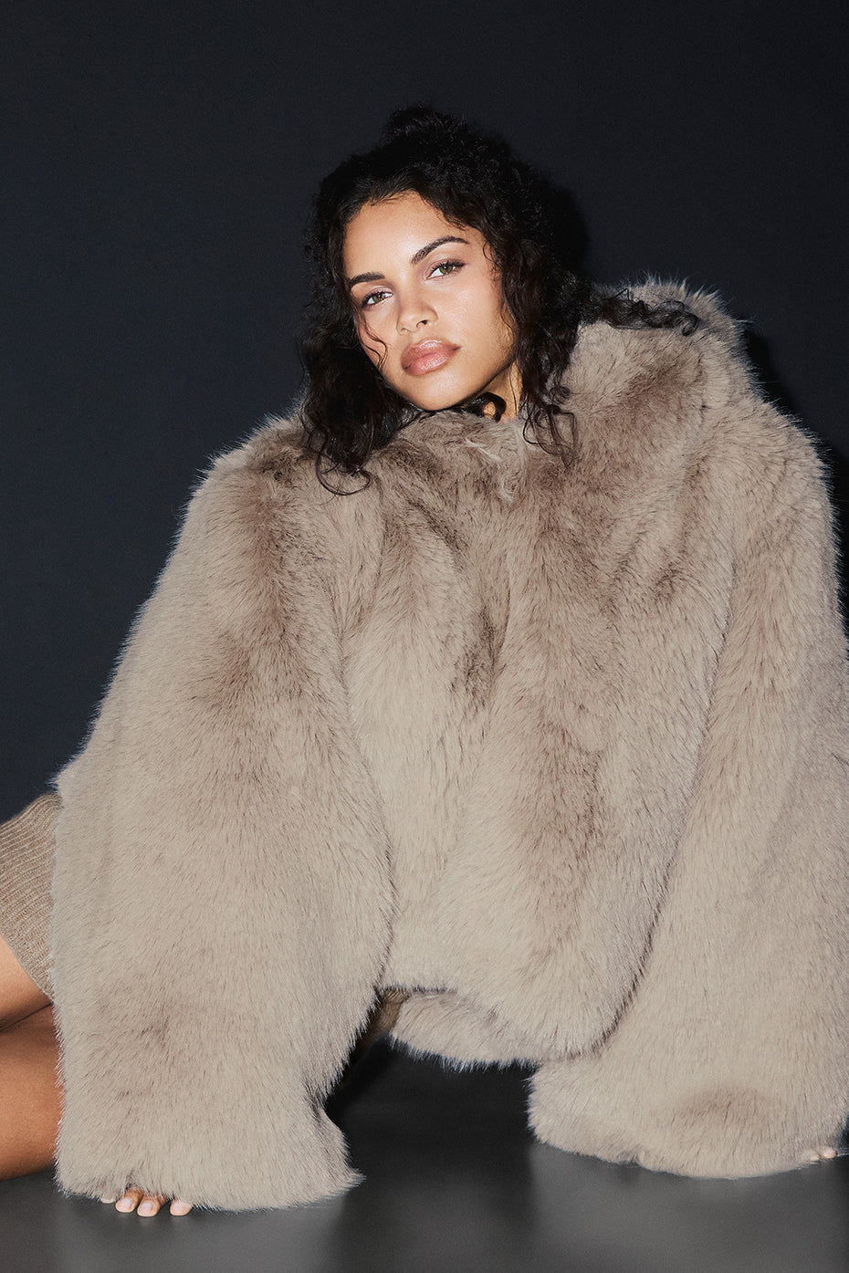 Opulent Faux Fur Statement Jacket - Oat image 4