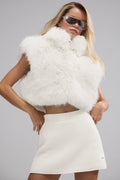 Opulent Faux Fur Cropped Vest - Ivory image 1
