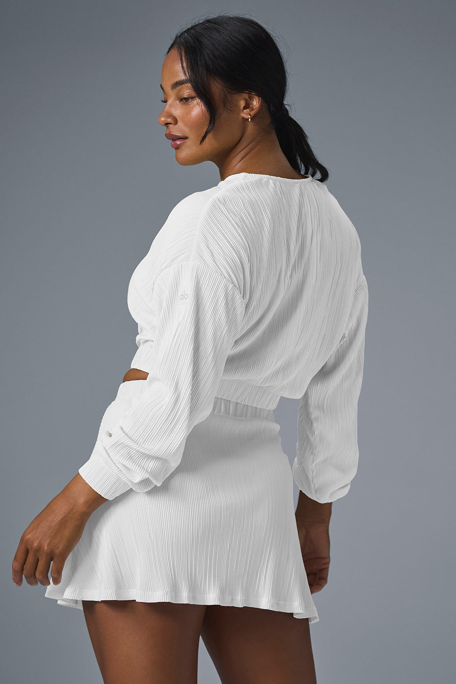 Cropped Micro Plisse Jacket - White image 4