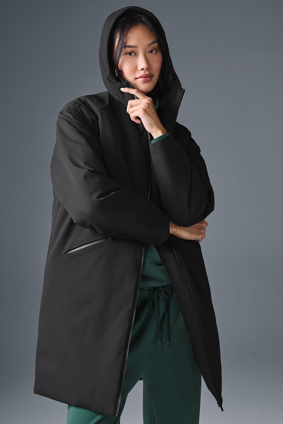 Rain Or Shine Puffer Long Coat - Black image 1