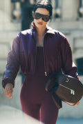 Faux Leather Cropped Premier Bomber - Burgundy image 1