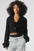 Wool Cropped Metro Trench - Black image 1