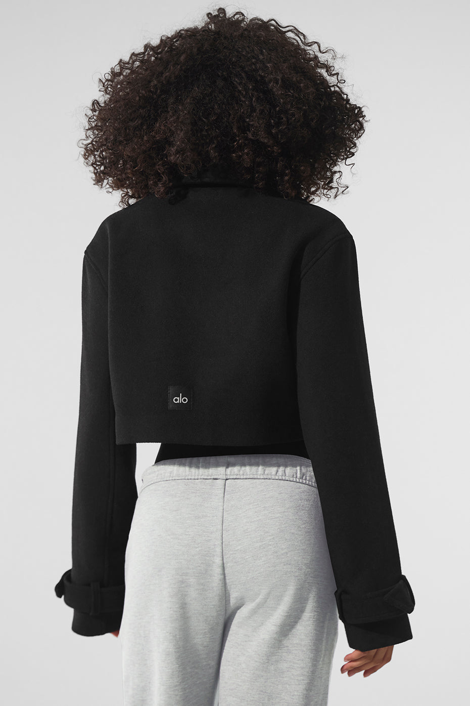 Wool Cropped Metro Trench - Black image 3