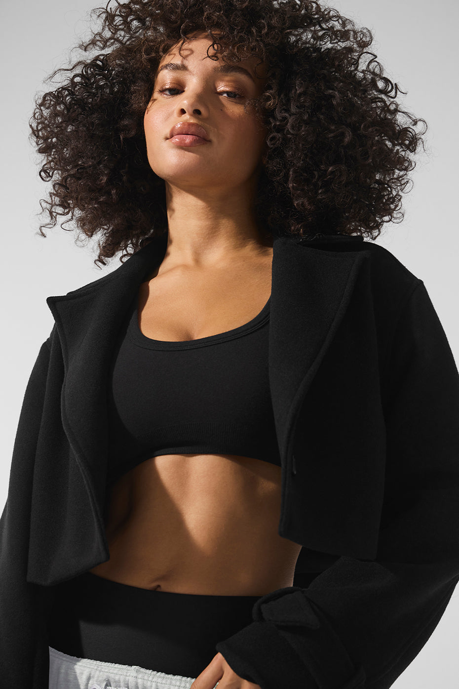 Wool Cropped Metro Trench - Black image 4