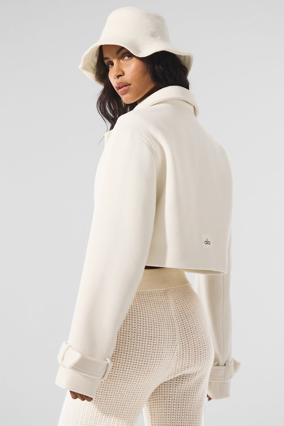 Wool Cropped Metro Trench - Ivory image 3
