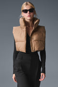 Cropped Gold Rush Puffer Vest - Toasted Almond image 1
