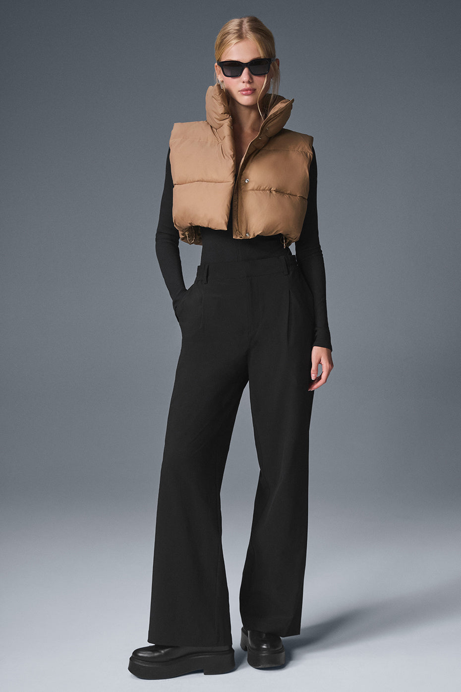 Cropped Gold Rush Puffer Vest - Toasted Almond image 4