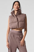 Cropped Gold Rush Puffer Vest - Mushroom image 1