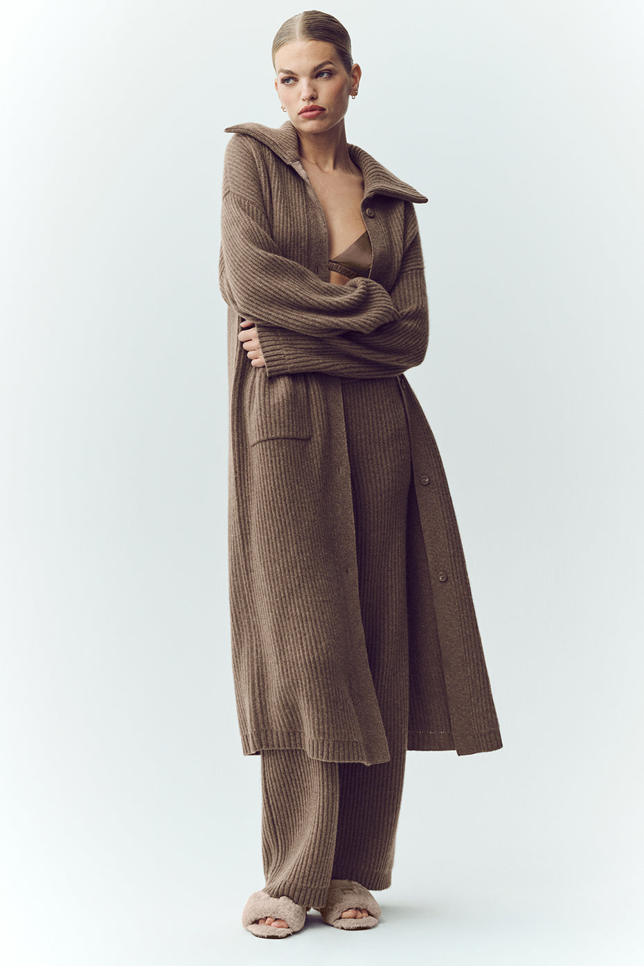 Cashmere Northstar Long Cardigan - Alpine Cocoa Heather image 3