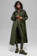 Quilted Skyline Long Coat - Green Olive image 1