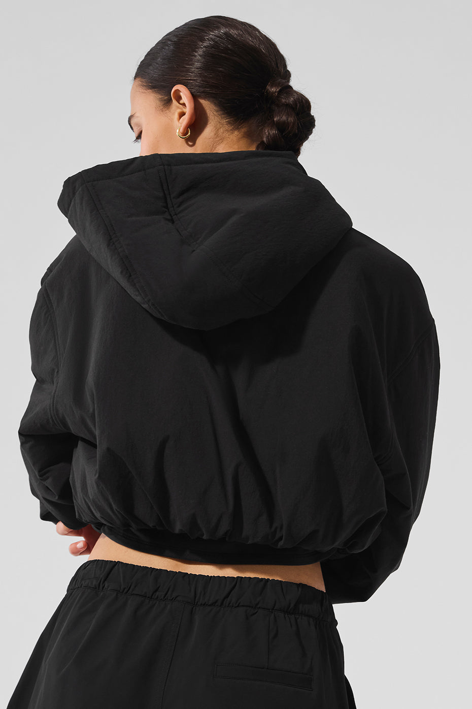Cropped Mountain Peak Full-Zip Hoodie - Black image 3