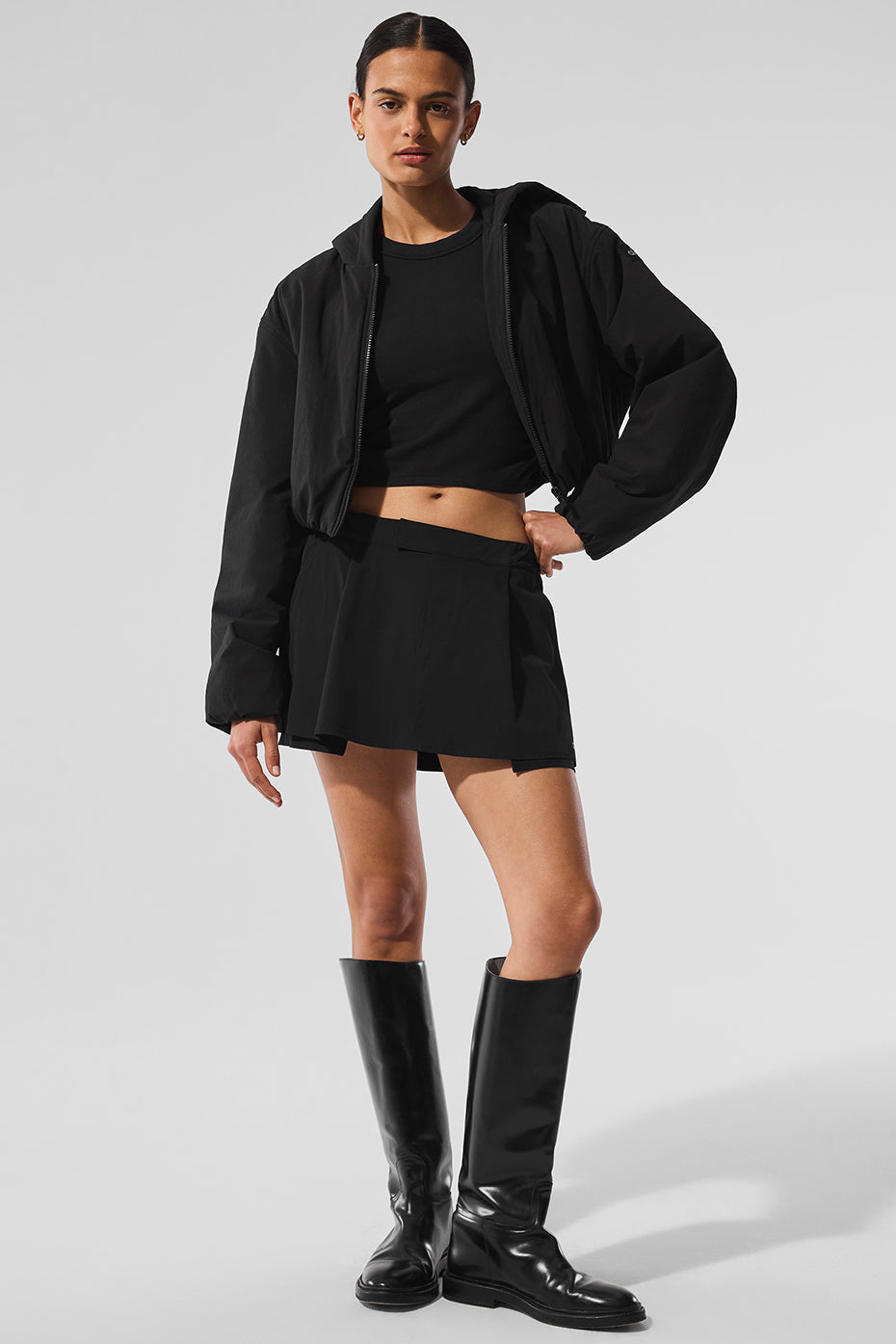 Cropped Mountain Peak Full-Zip Hoodie - Black image 4