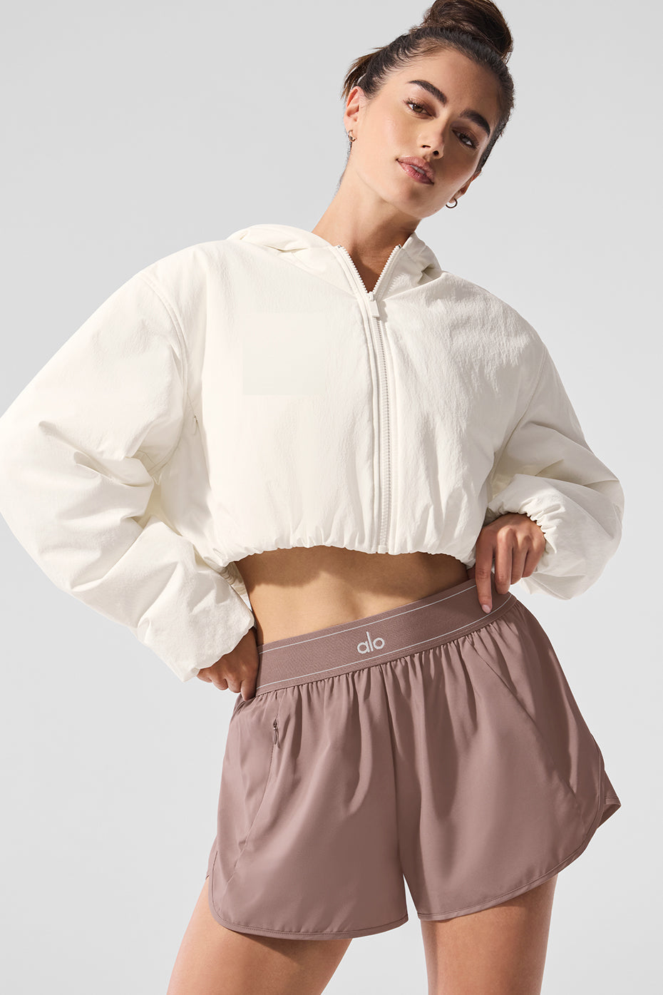 Cropped Mountain Peak Full-Zip Hoodie - Ivory image 1