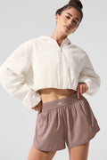 Cropped Mountain Peak Full-Zip Hoodie - Ivory image 1