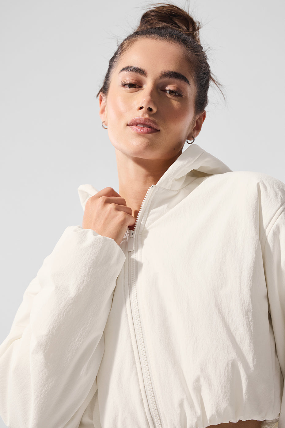 Cropped Mountain Peak Full-Zip Hoodie - Ivory image 4