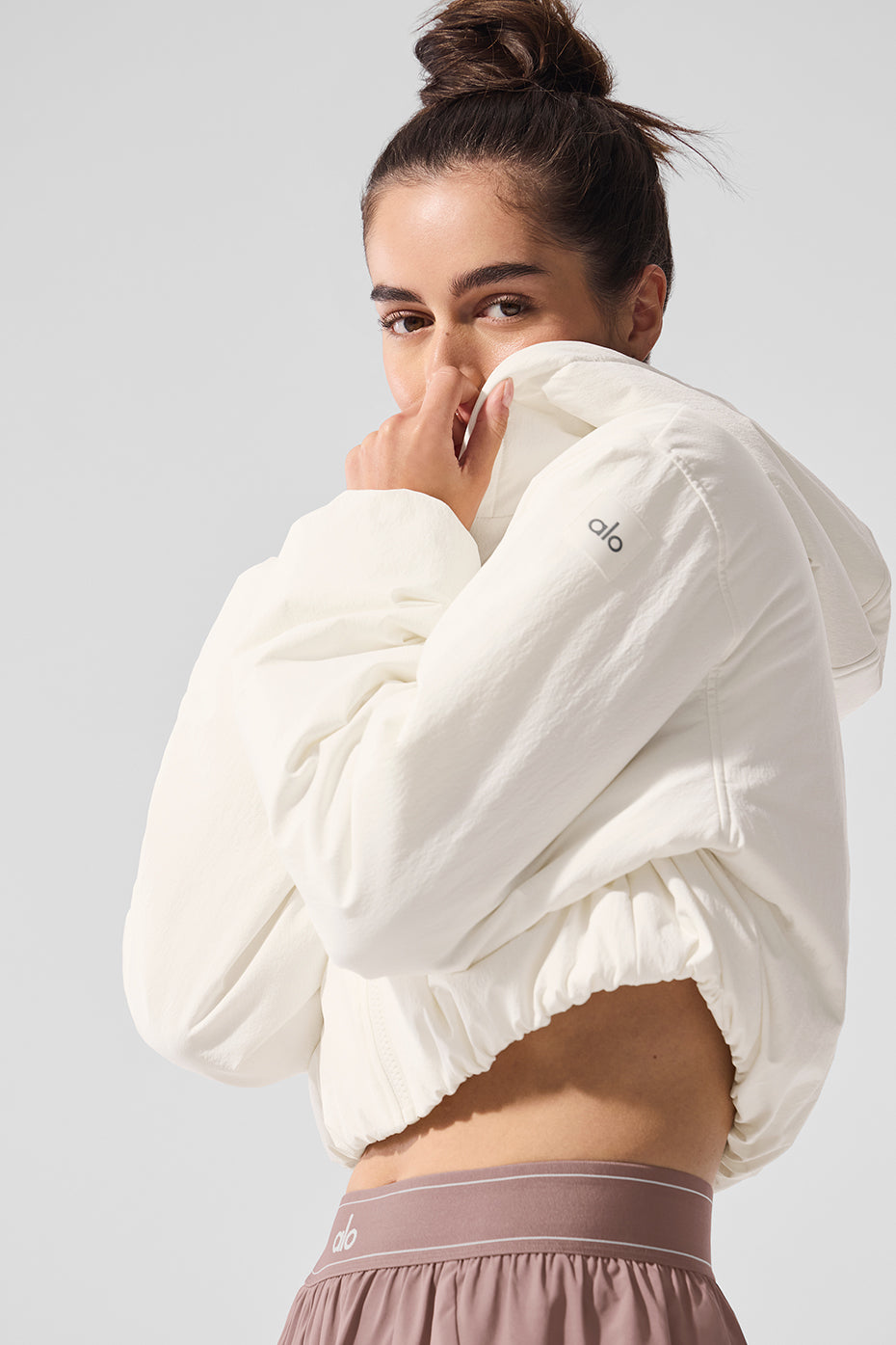 Cropped Mountain Peak Full-Zip Hoodie - Ivory image 5
