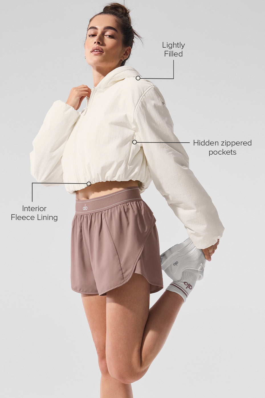 Cropped Mountain Peak Full-Zip Hoodie - Ivory image 2