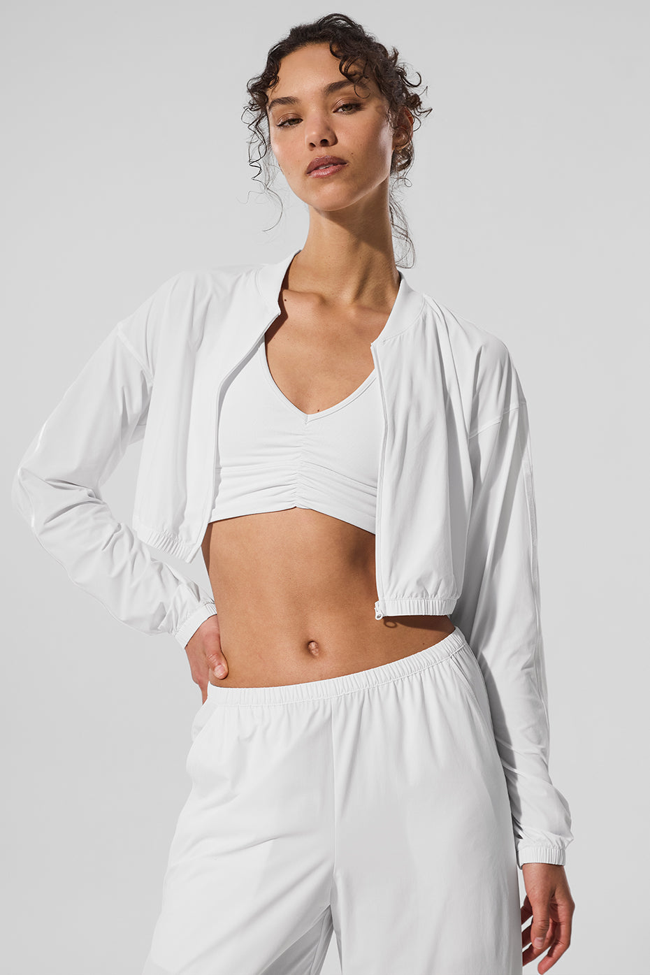 Cropped Breezy Full-Zip Cover Up - White image 3