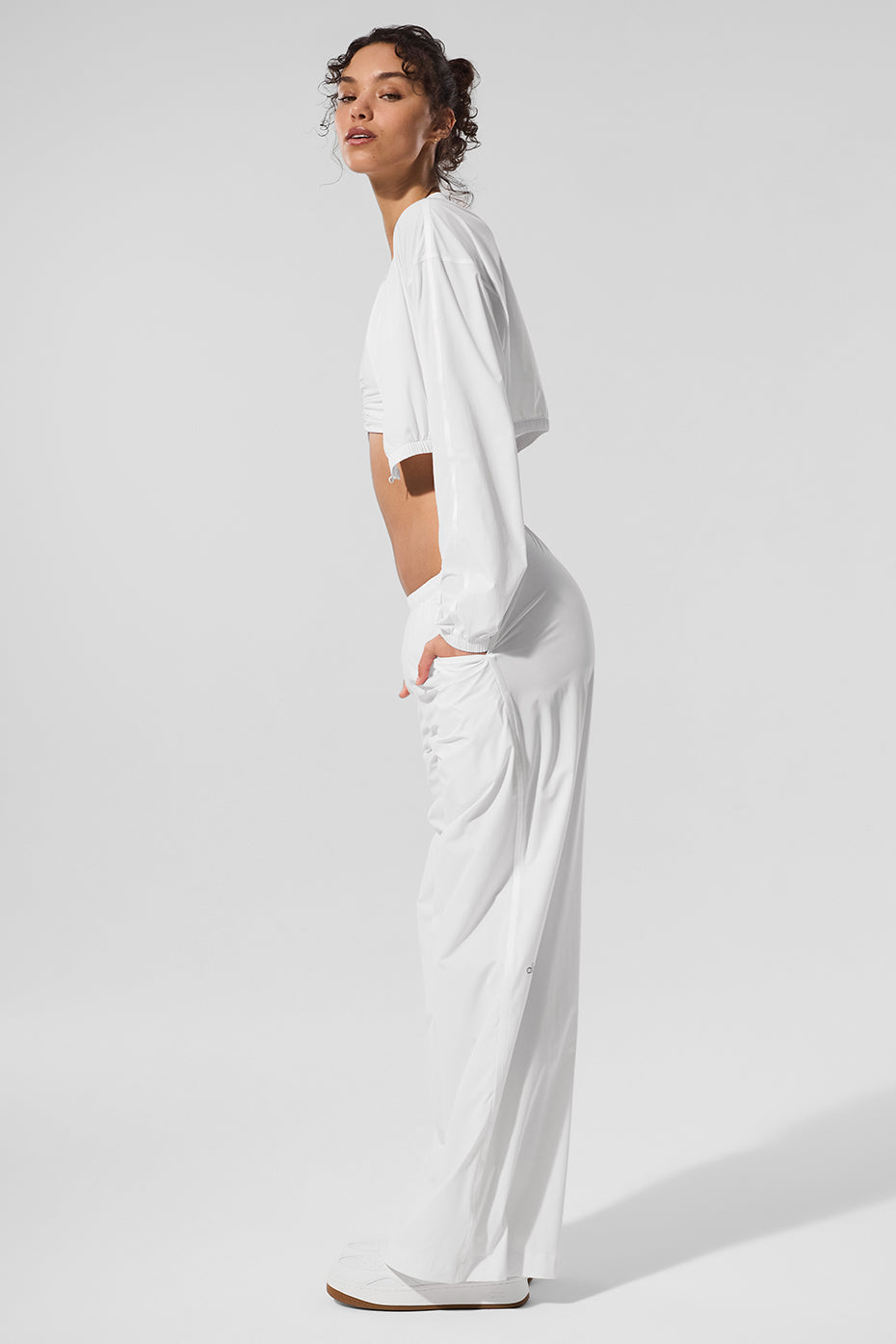 Cropped Breezy Full-Zip Cover Up - White image 5