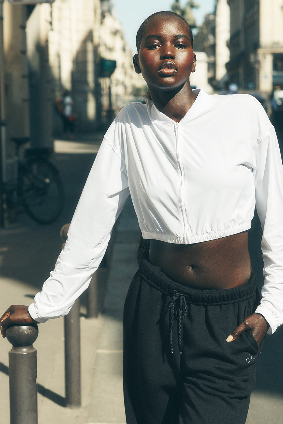 Cropped Breezy Full-Zip Cover Up - White image 1