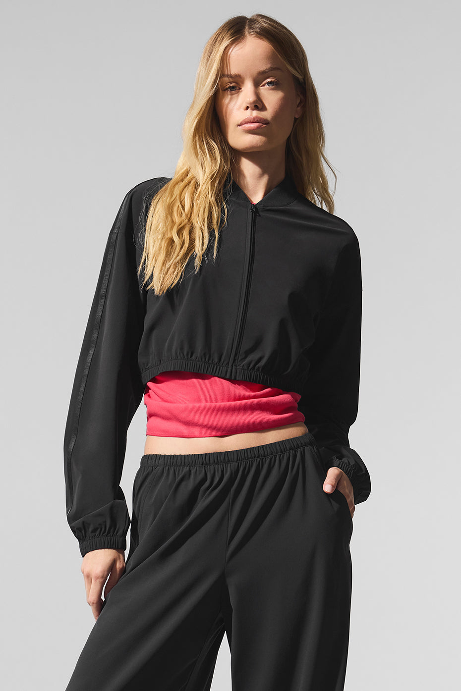 Cropped Breezy Full-Zip Cover Up - Black image 4