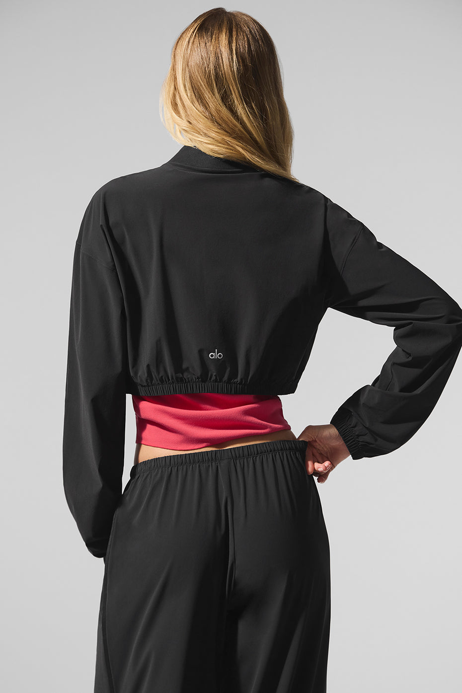 Cropped Breezy Full-Zip Cover Up - Black image 3