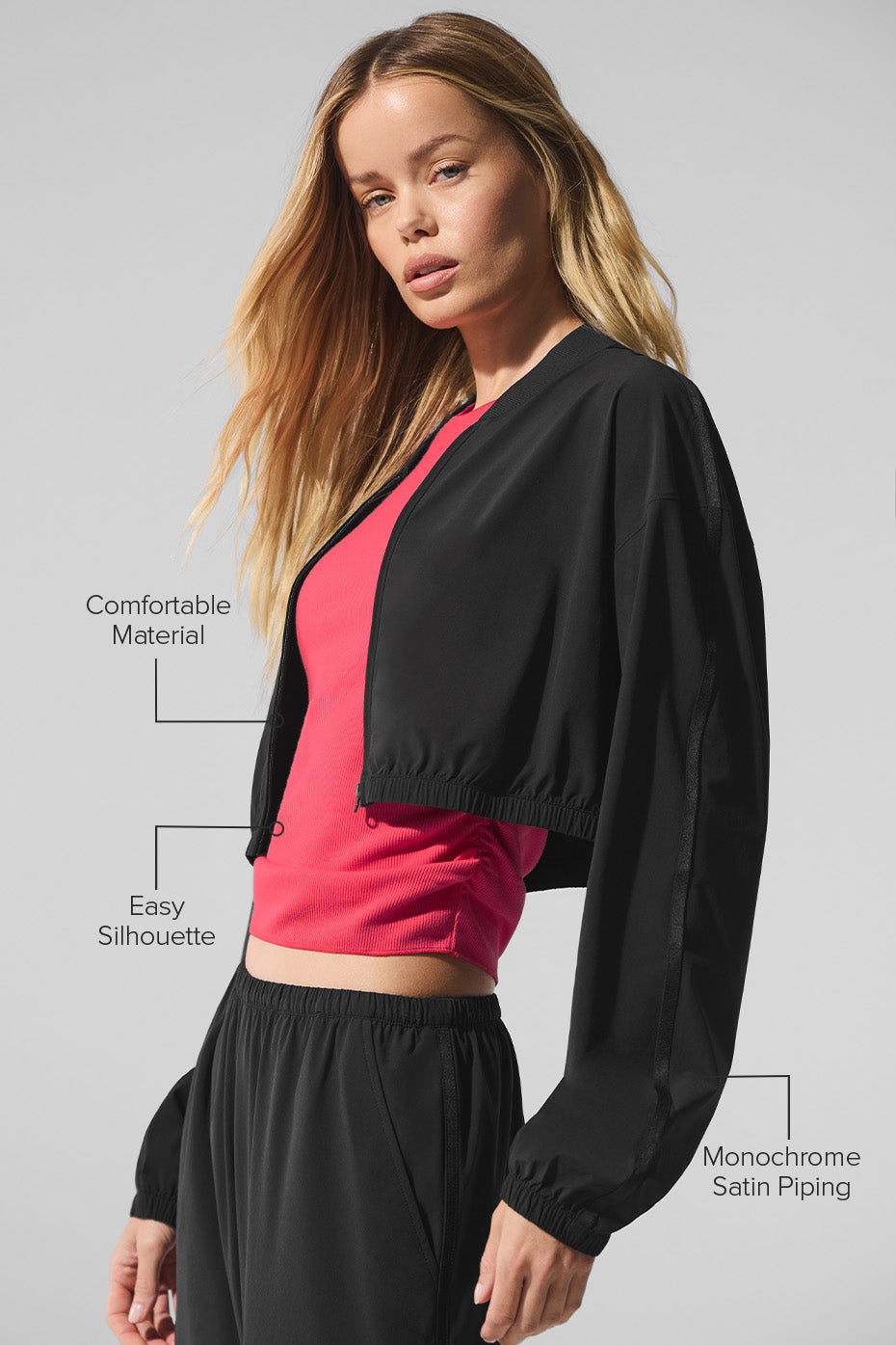 Cropped Breezy Full-Zip Cover Up - Black image 2