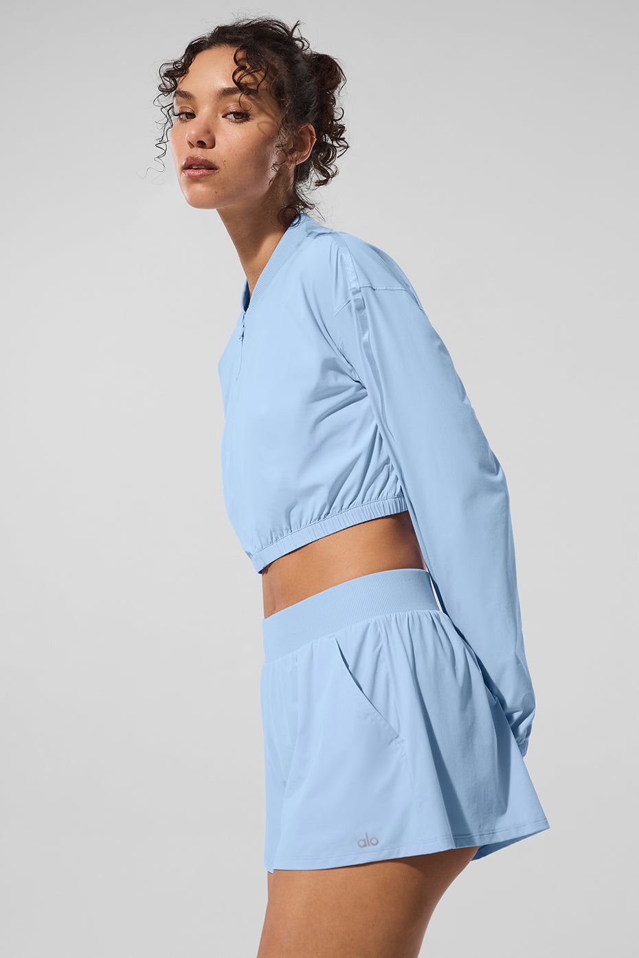Cropped Breezy Full-Zip Cover Up - Seashell Blue image 1