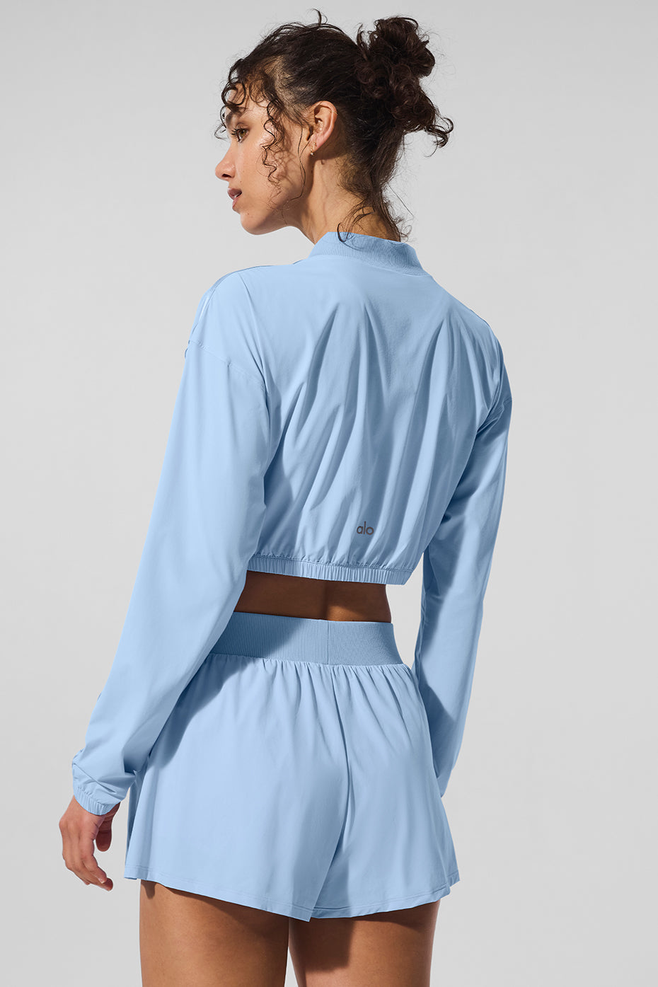 Cropped Breezy Full-Zip Cover Up - Seashell Blue image 3