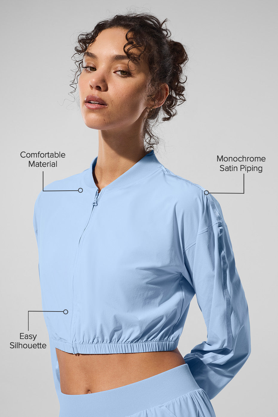 Cropped Breezy Full-Zip Cover Up - Seashell Blue image 2