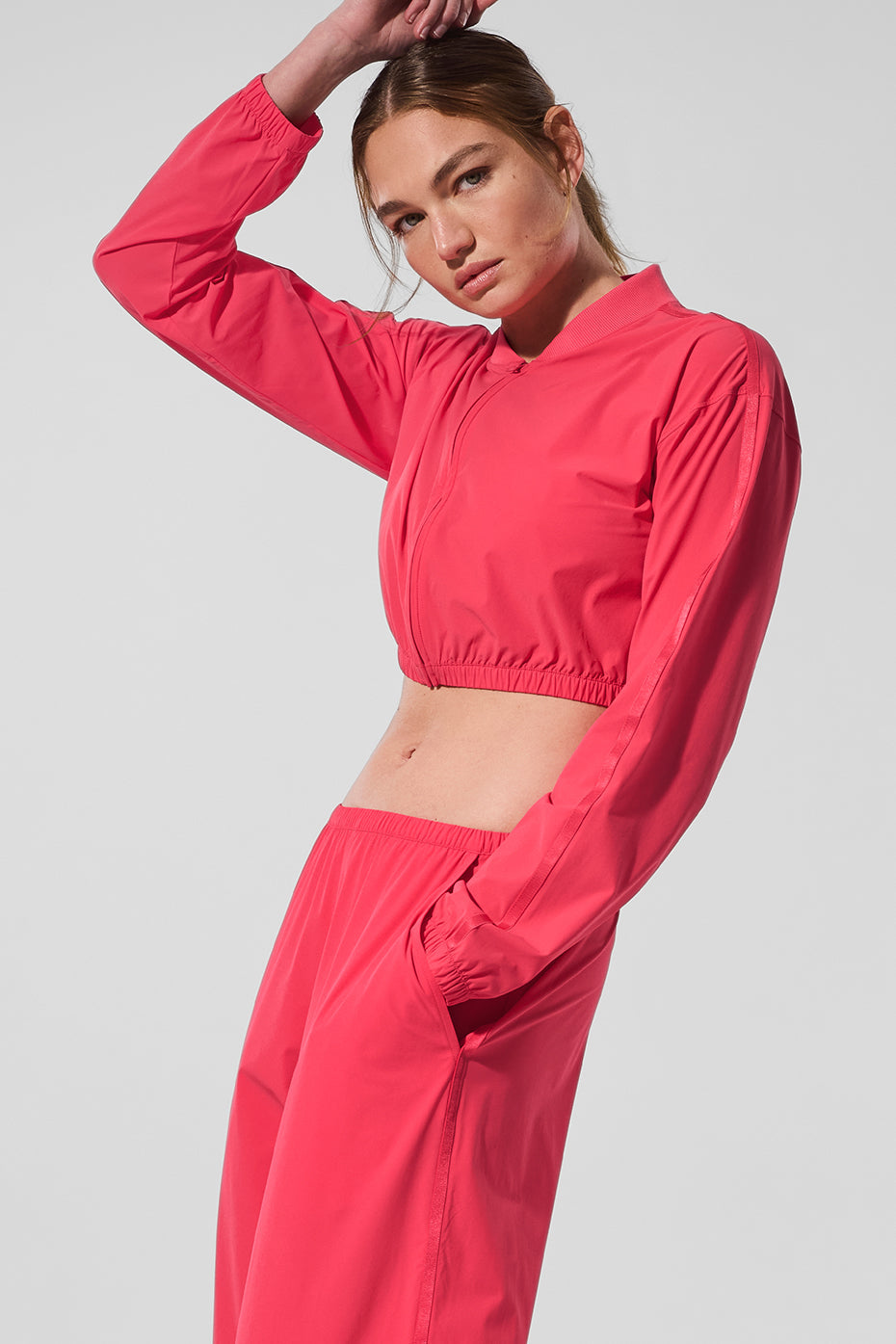 Cropped Breezy Full-Zip Cover Up - Candy Red image 1