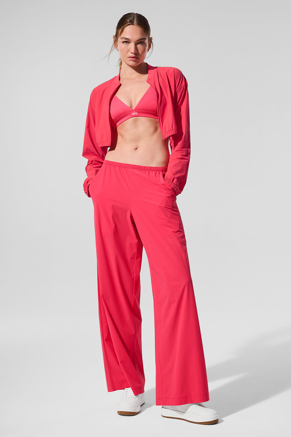 Cropped Breezy Full-Zip Cover Up - Candy Red image 5