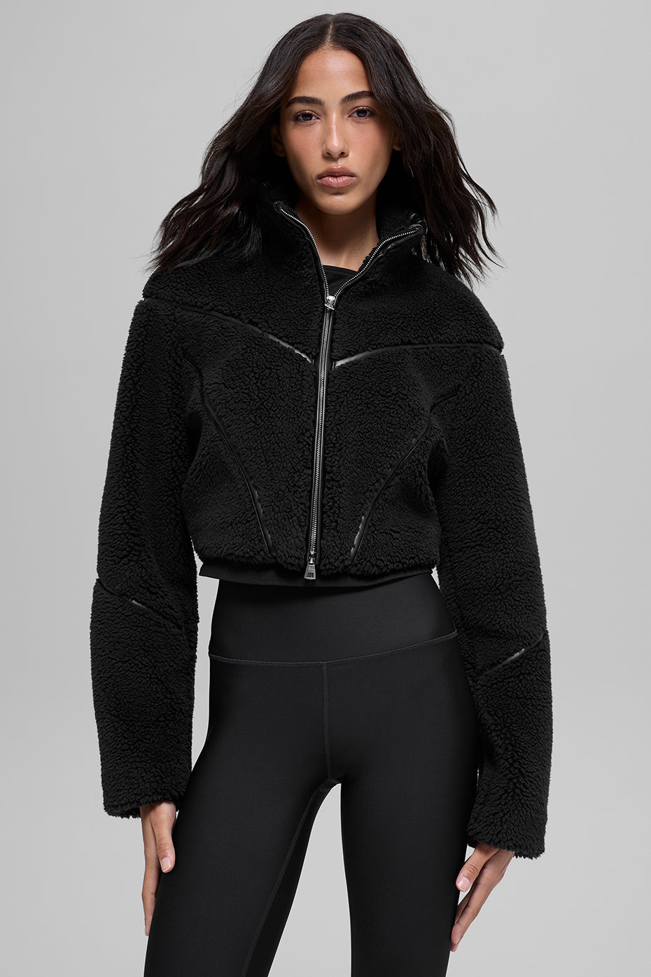 Sherpa Cropped Slope Side Jacket - Black image 1