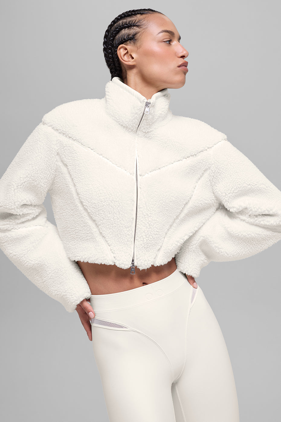 Sherpa Cropped Slope Side Jacket - Ivory image 1
