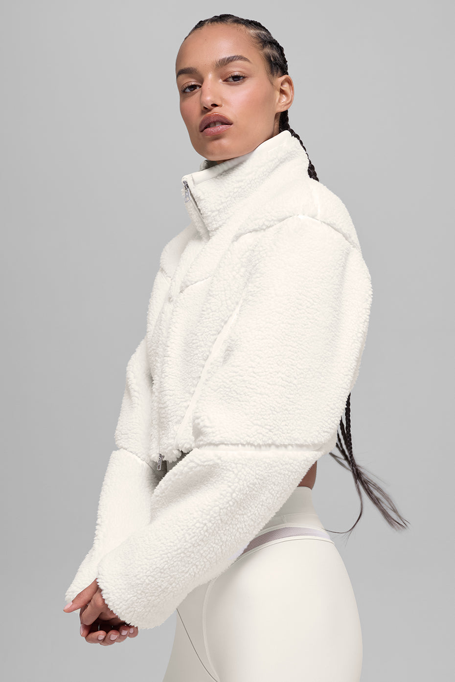 Sherpa Cropped Slope Side Jacket - Ivory image 3