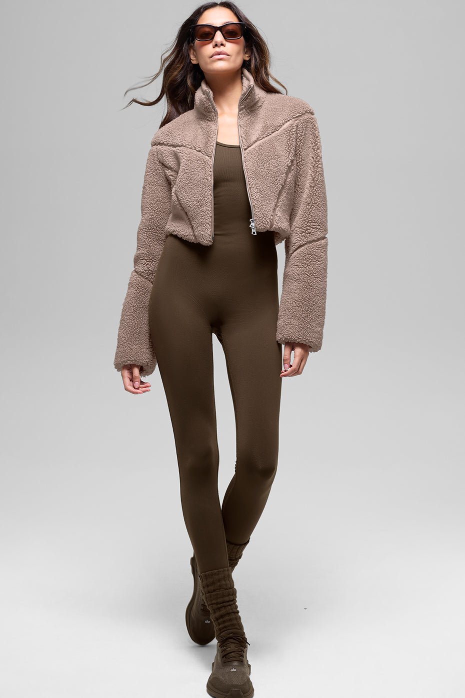 Sherpa Cropped Slope Side Jacket - Chai Latte image 4