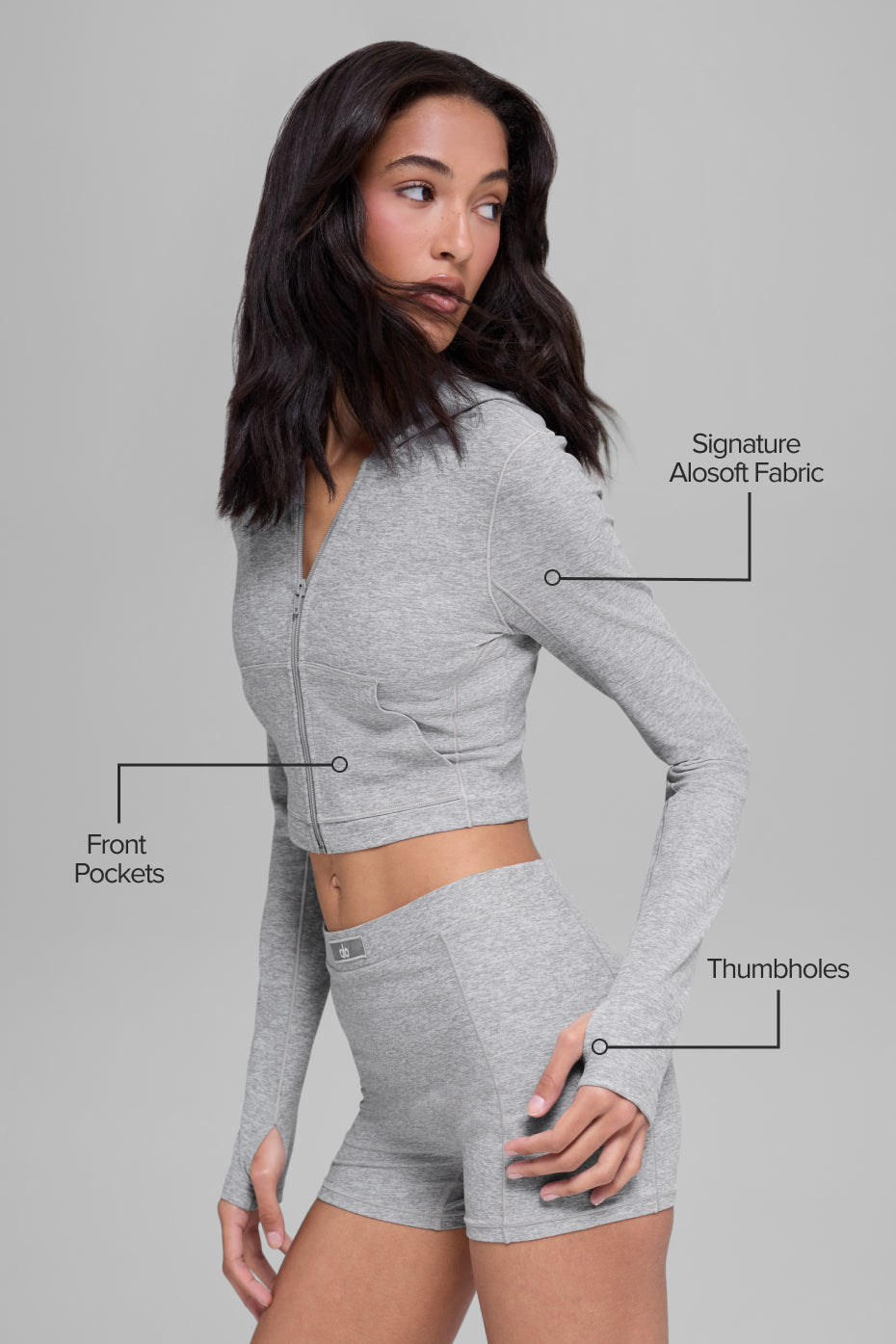 Alosoft Sincere Fitted Jacket - Athletic Heather Grey image 2