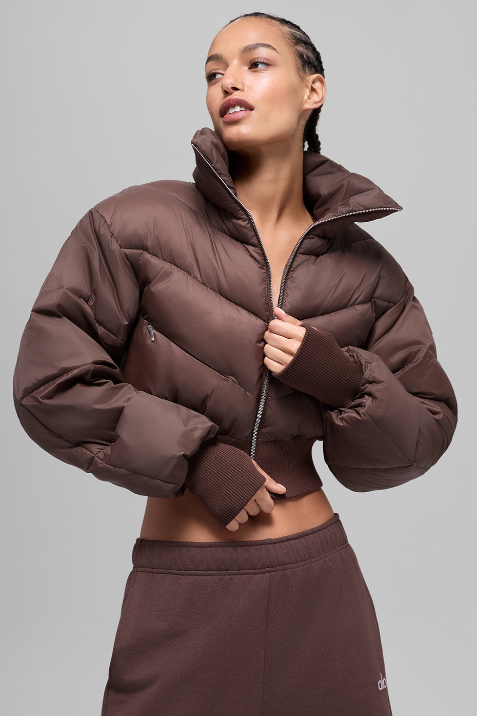 Cropped Atmosphere Puffer - Brownstone image 1