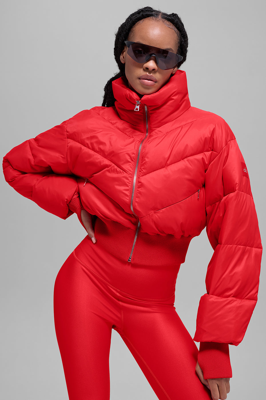 Cropped Atmosphere Puffer - Bright Red image 1