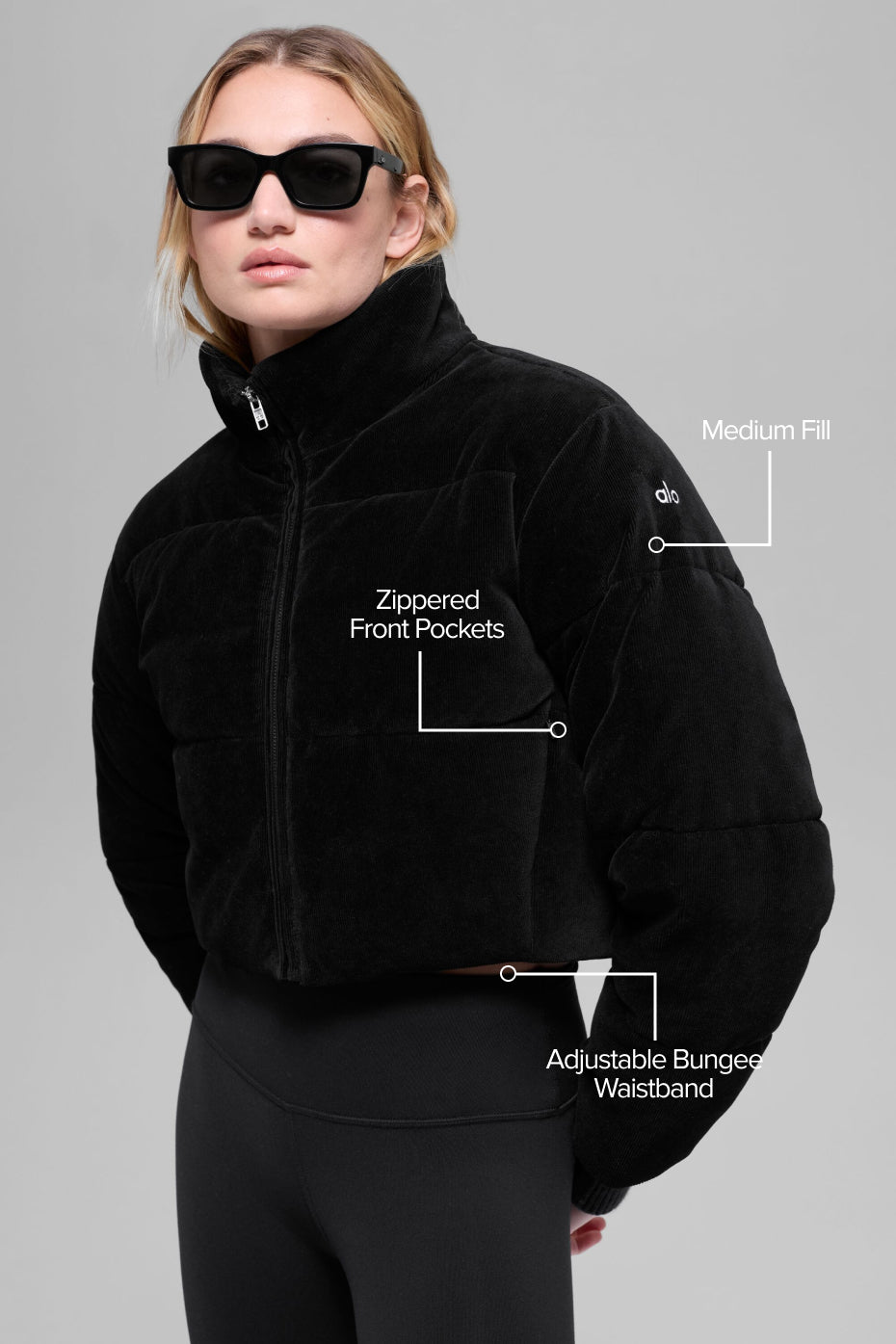 Micro Corduroy Dreamy Puffer - Black image 2