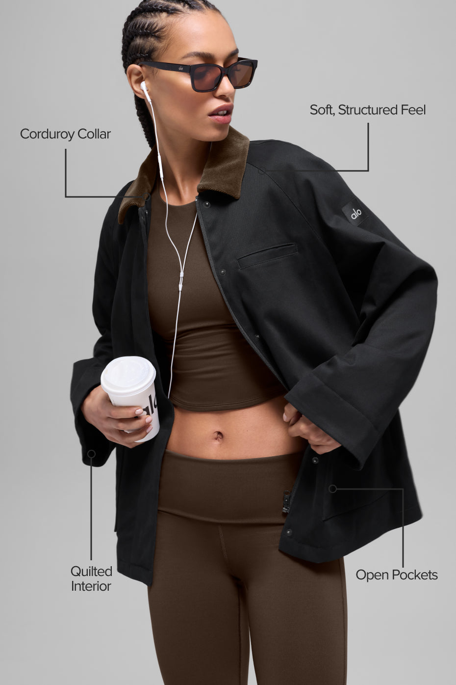 Twill Barn Jacket - Black/Espresso image 2