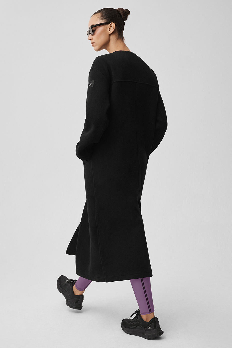 Double Face Wool City Girl Long Coat - Black image 4