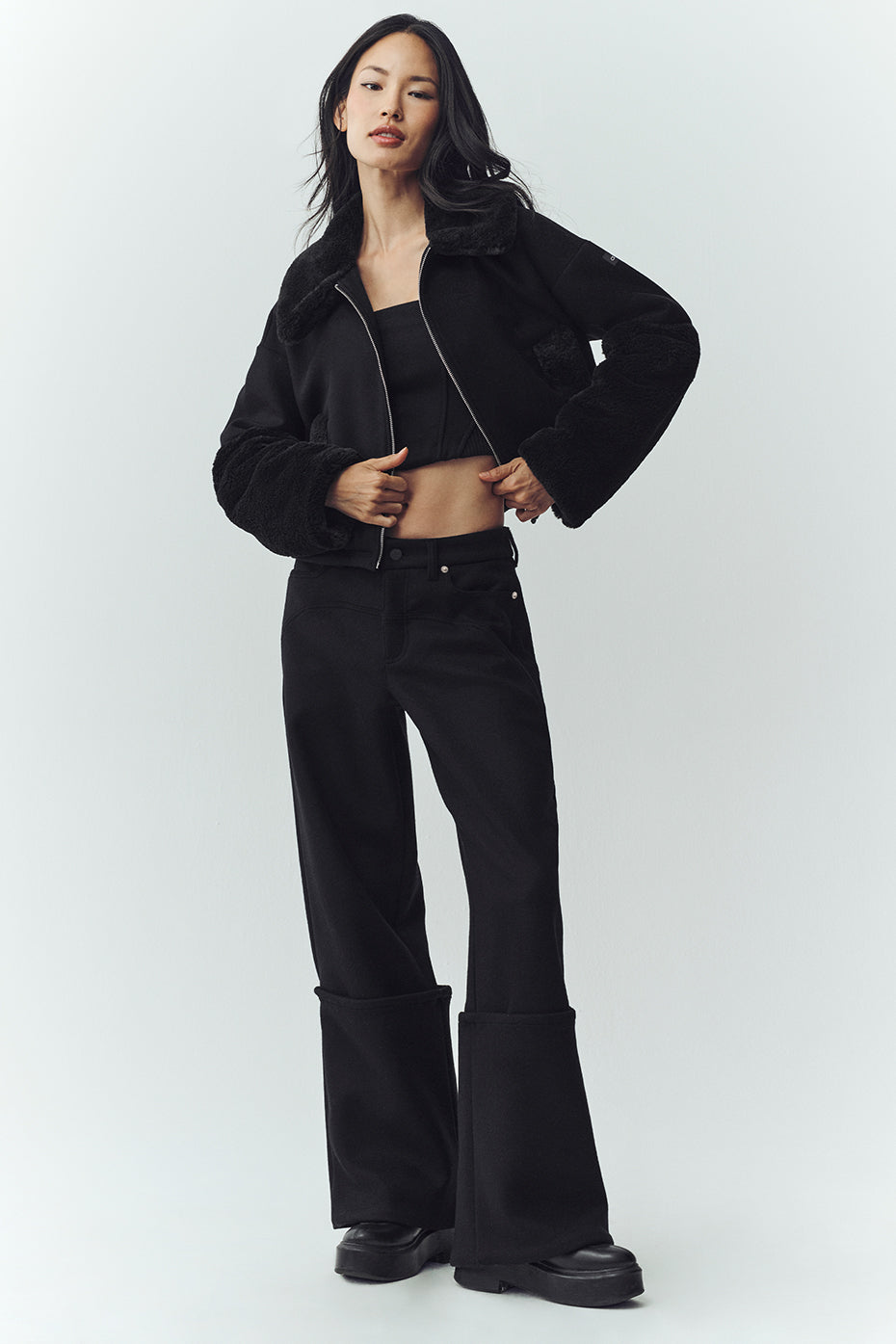 Wool Blend Nightfall Bomber - Black image 4